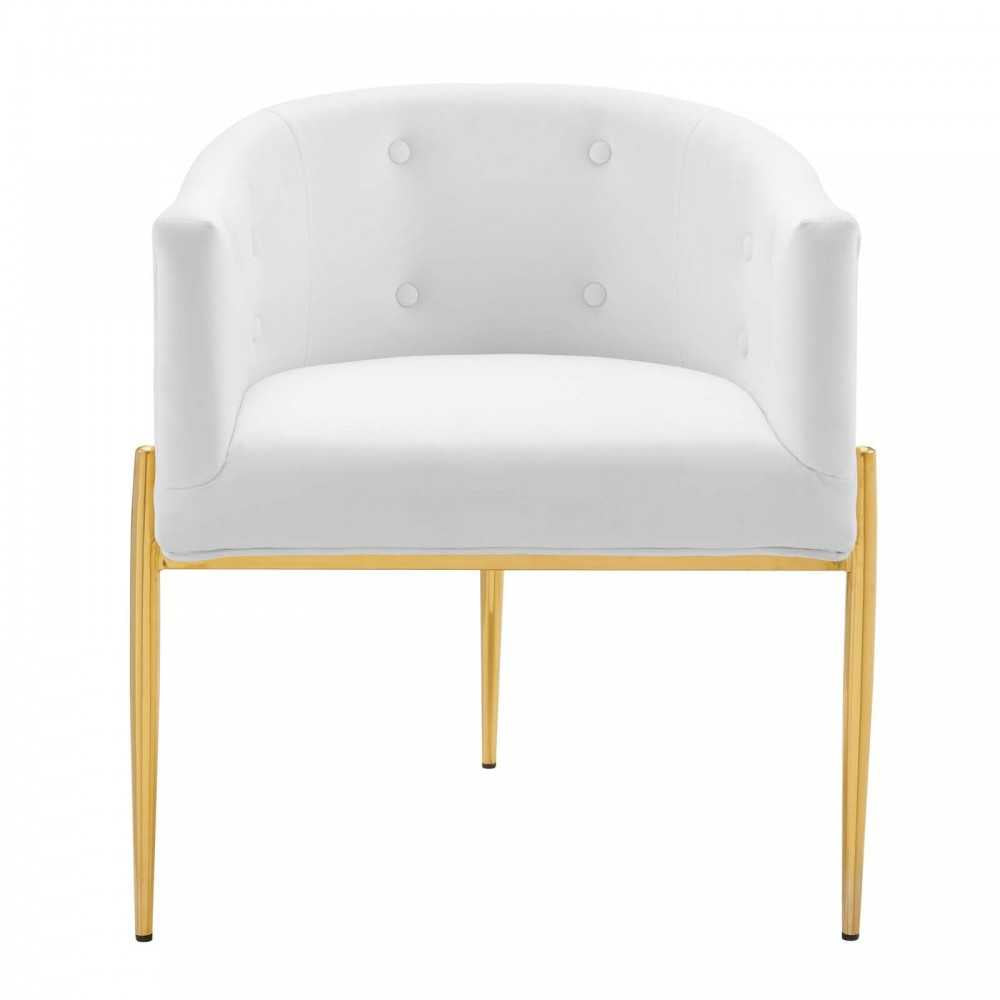 Savour Tufted Performance Velvet Accent Chair, White