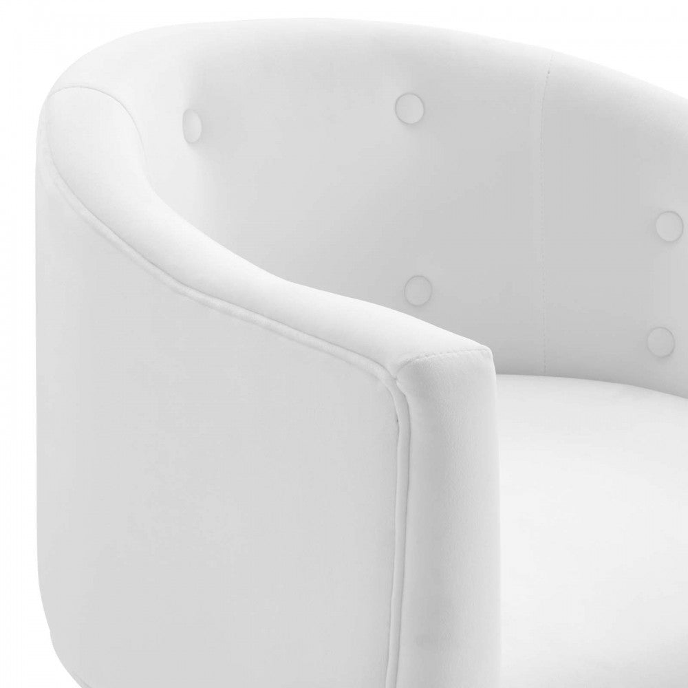 Savour Tufted Performance Velvet Accent Chair, White