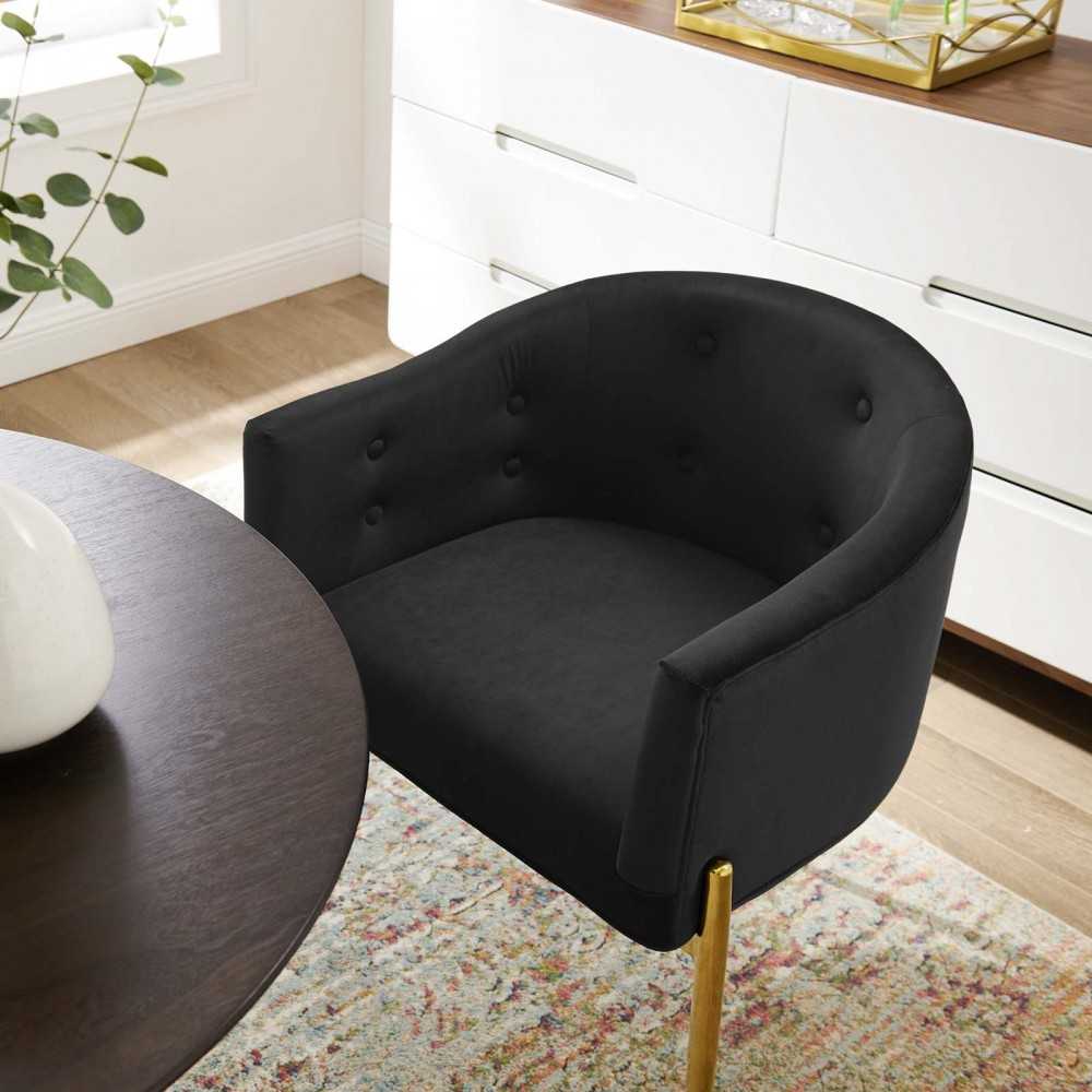 Savour Tufted Performance Velvet Accent Chair, Black