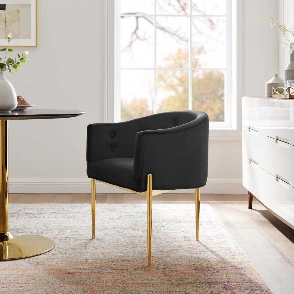 Savour Tufted Performance Velvet Accent Chair, Black