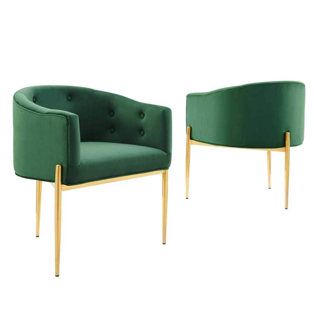 Savour Tufted Performance Velvet Accent Chairs - Set of 2, Emerald