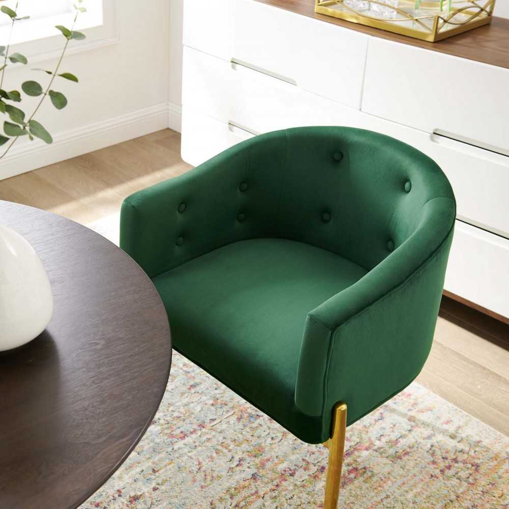 Savour Tufted Performance Velvet Accent Chairs - Set of 2, Emerald