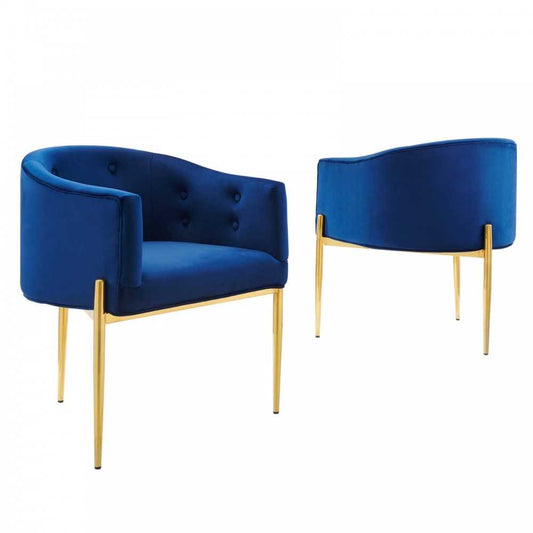 Savour Tufted Performance Velvet Accent Chairs - Set of 2, Navy