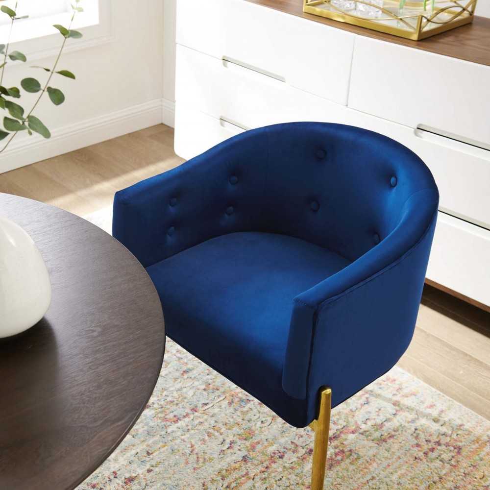 Savour Tufted Performance Velvet Accent Chairs - Set of 2, Navy