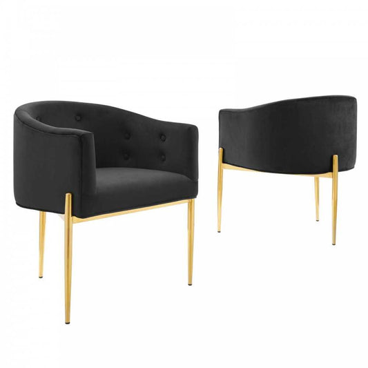 Savour Tufted Performance Velvet Accent Chairs - Set of 2, Black