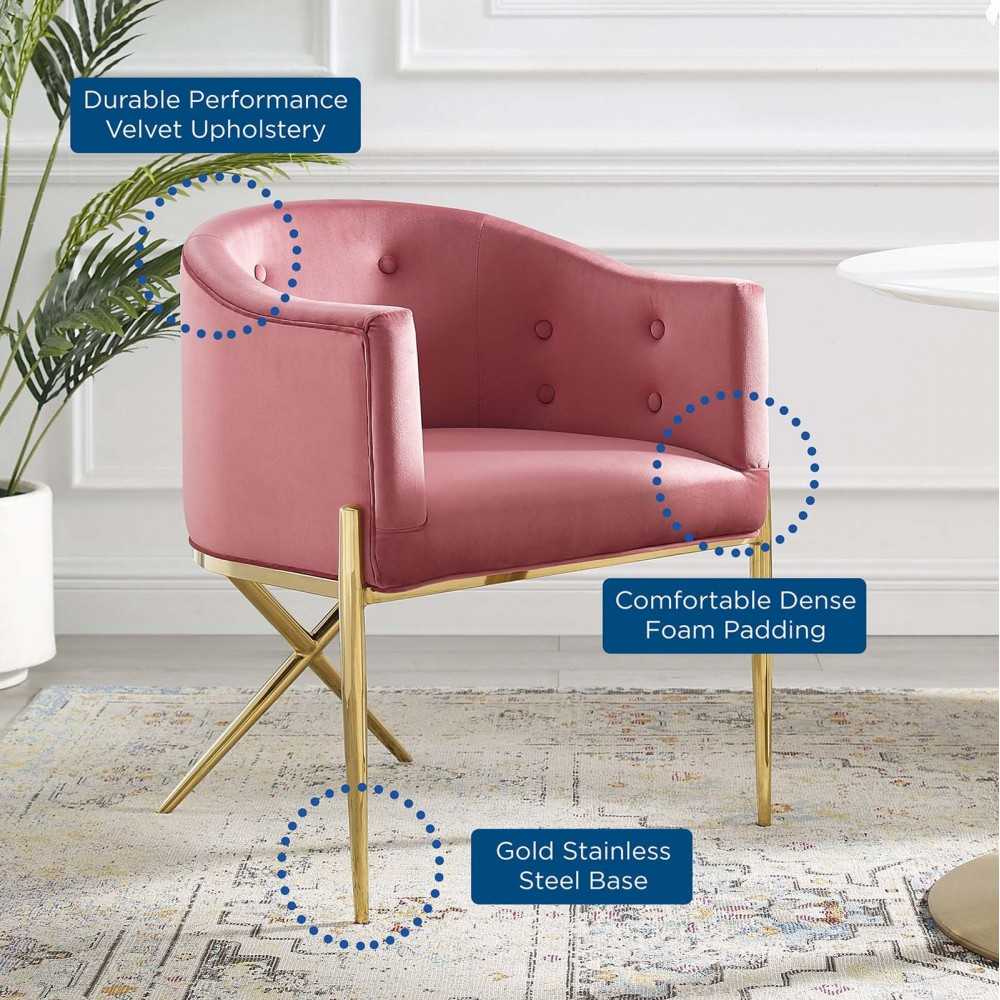 Savour Tufted Performance Velvet Accent Dining Armchair, Dusty Rose