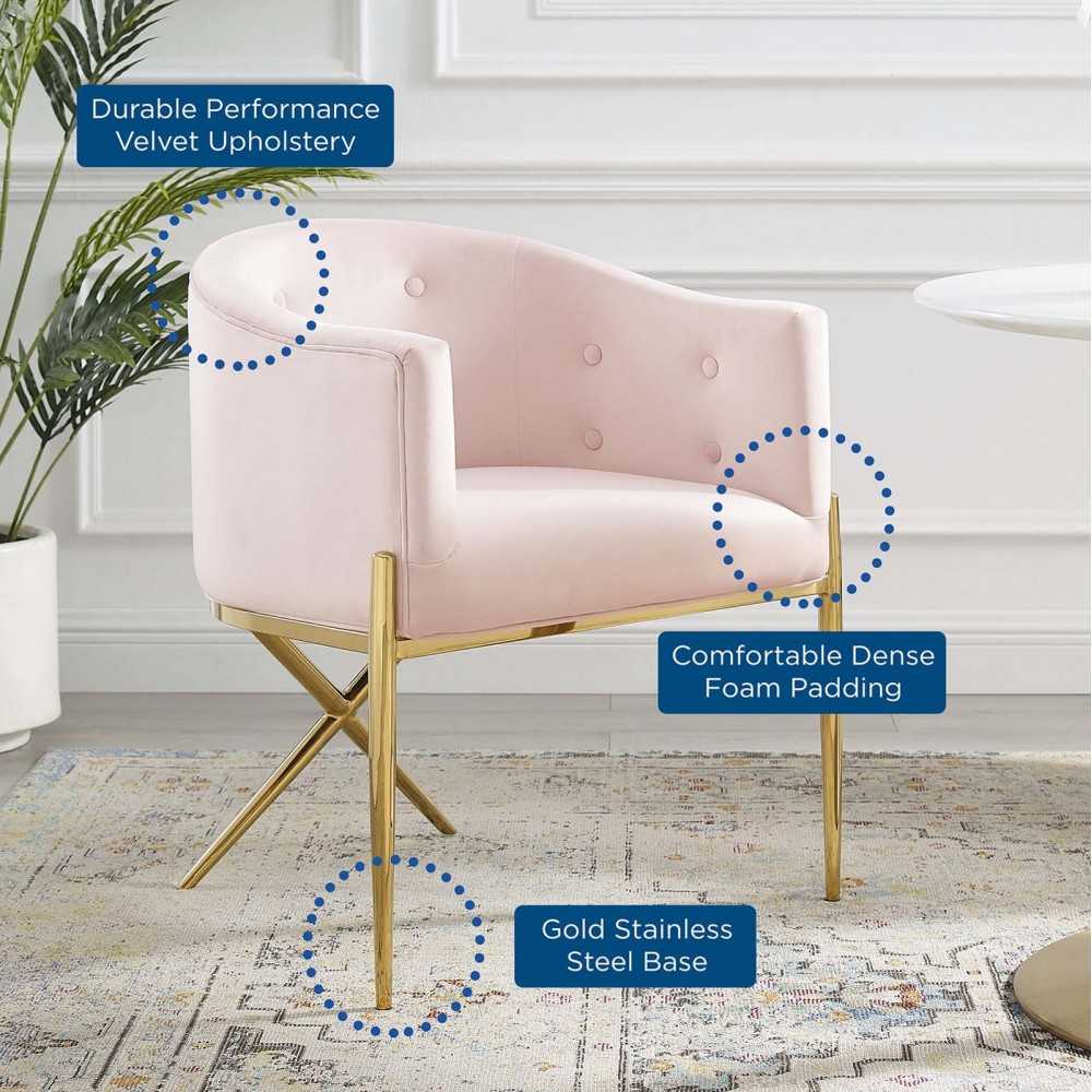 Savour Tufted Performance Velvet Accent Dining Armchair, Pink