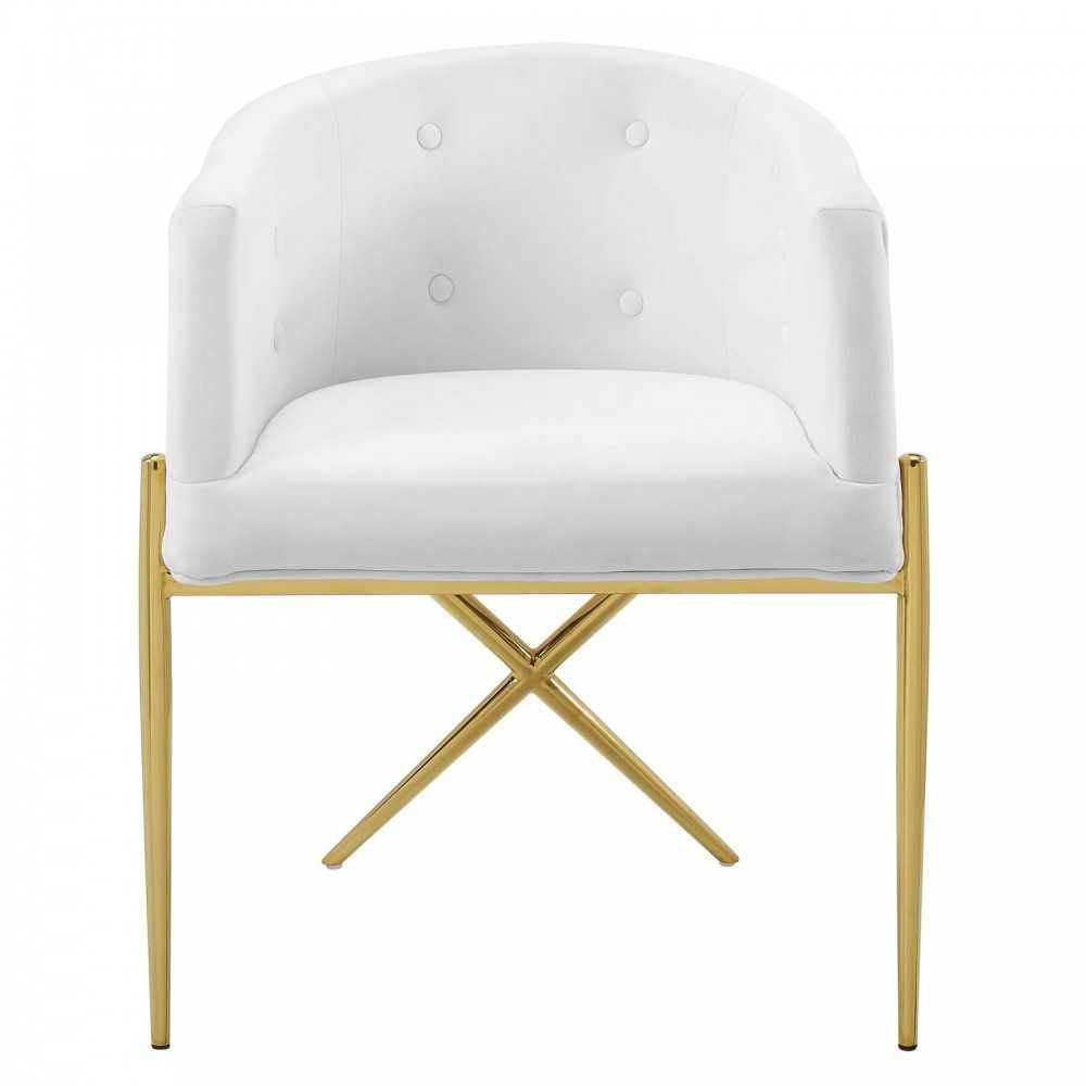 Savour Tufted Performance Velvet Accent Dining Armchair, White