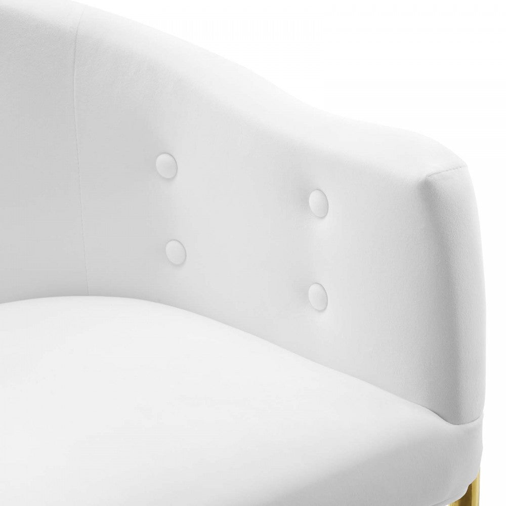 Savour Tufted Performance Velvet Accent Dining Armchair, White