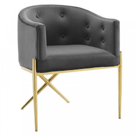 Savour Tufted Performance Velvet Accent Dining Armchair, Charcoal