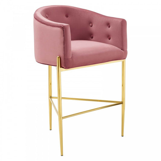 Savour Tufted Performance Velvet Bar Stool, Dusty Rose