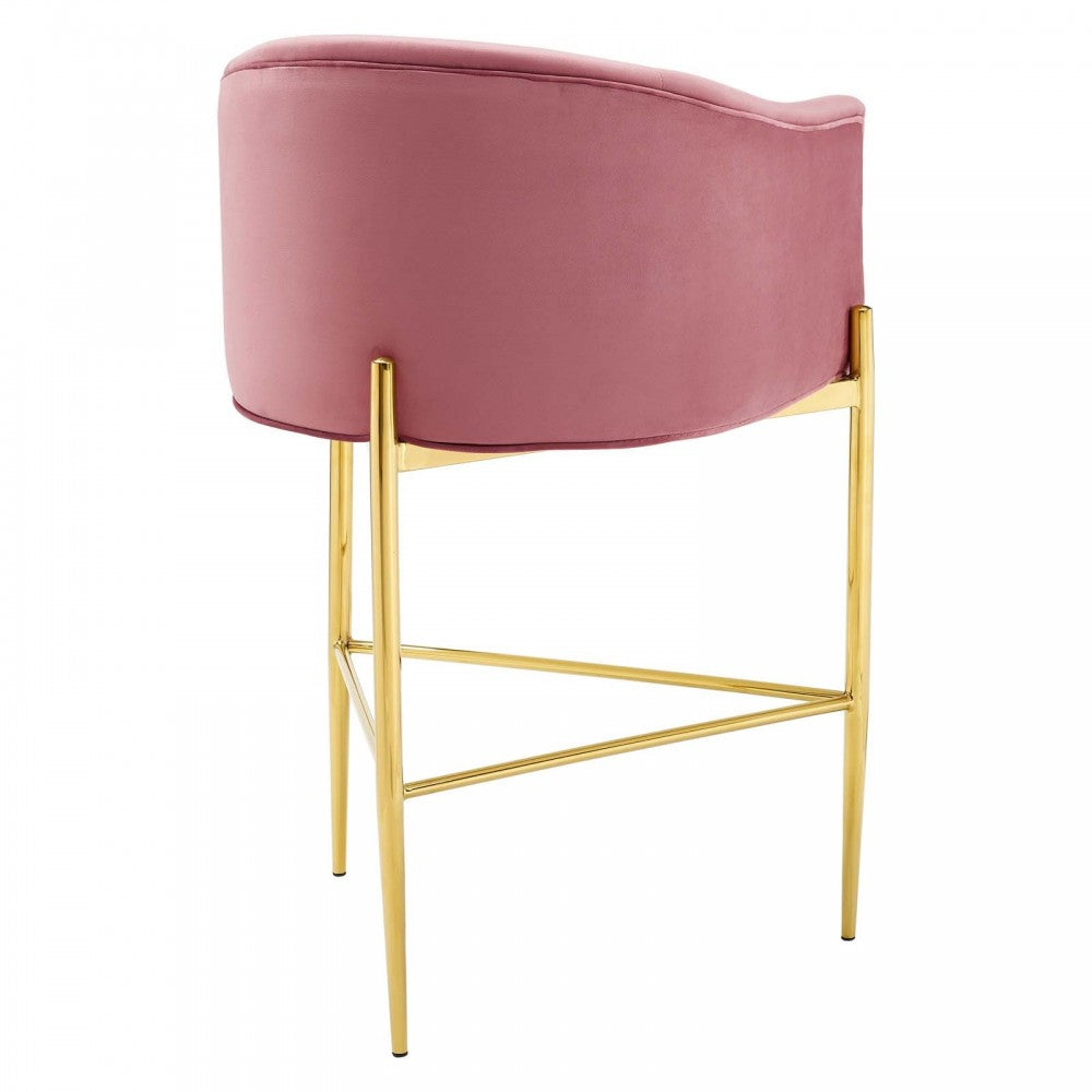 Savour Tufted Performance Velvet Bar Stool, Dusty Rose