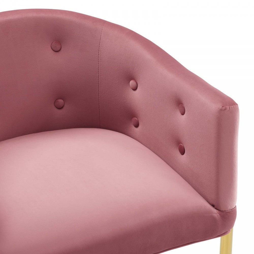 Savour Tufted Performance Velvet Bar Stool, Dusty Rose