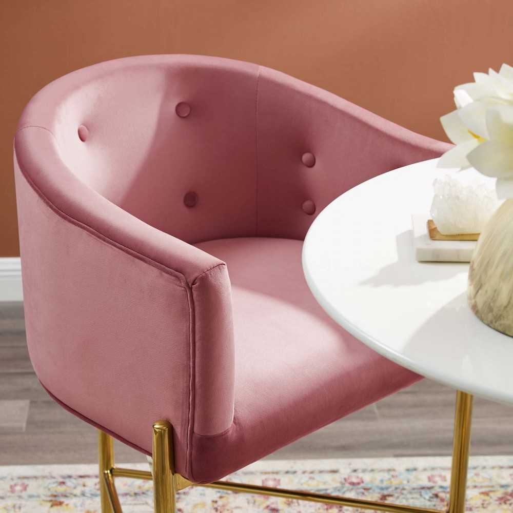 Savour Tufted Performance Velvet Bar Stool, Dusty Rose