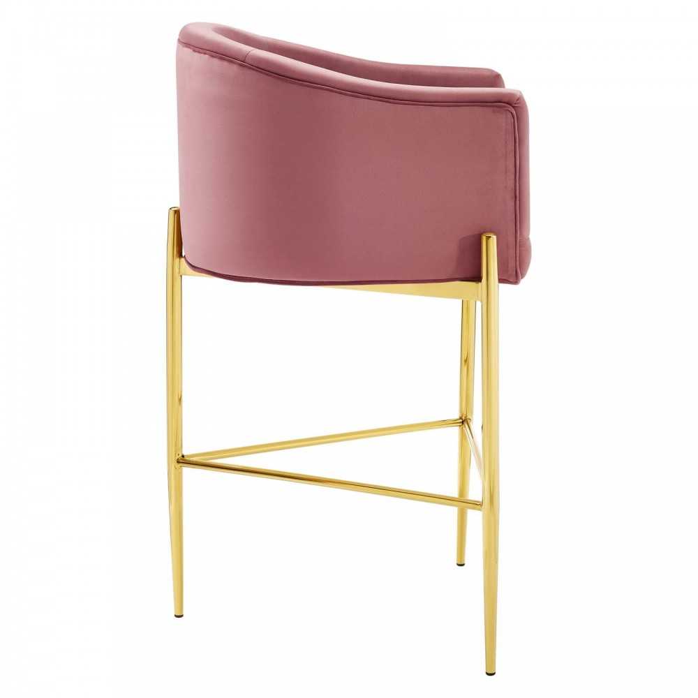 Savour Tufted Performance Velvet Bar Stool, Dusty Rose