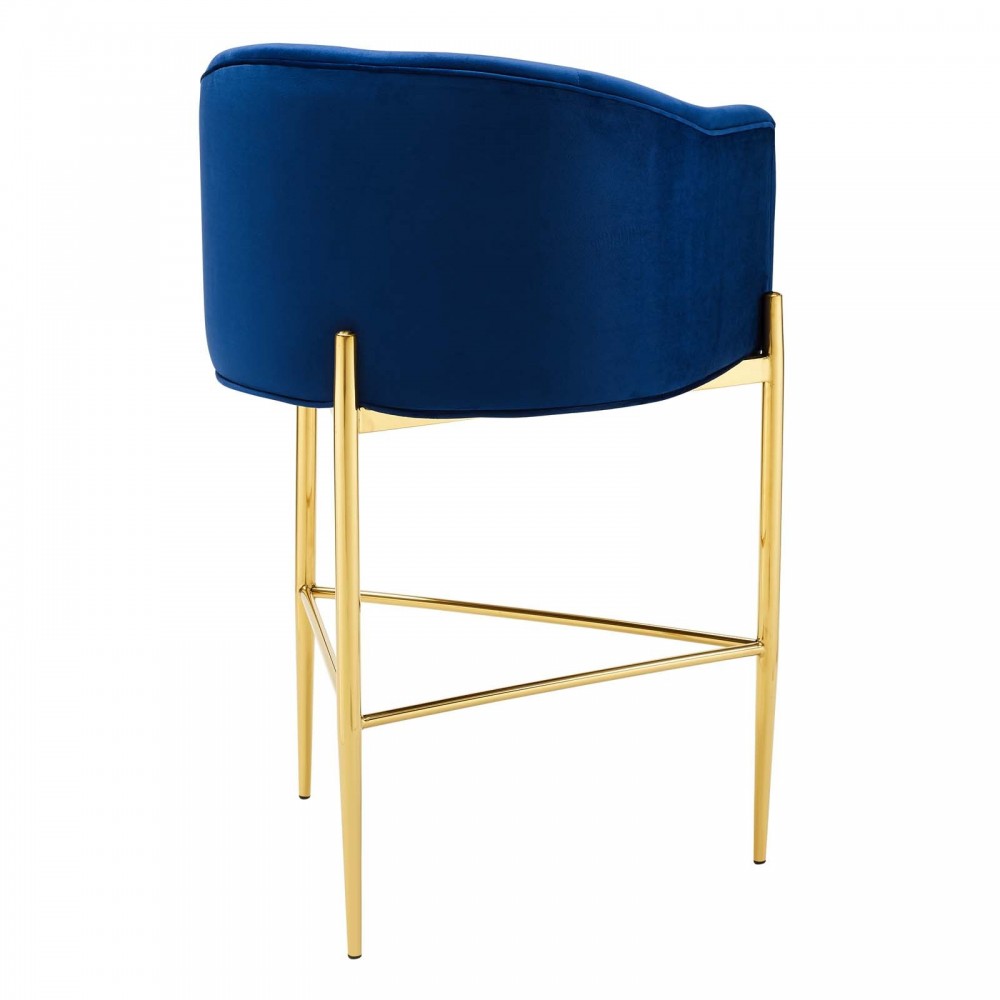 Savour Tufted Performance Velvet Bar Stool, Navy