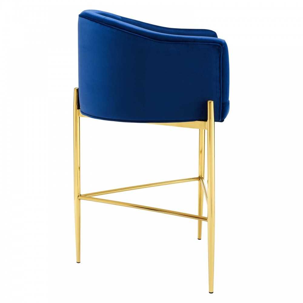 Savour Tufted Performance Velvet Bar Stool, Navy