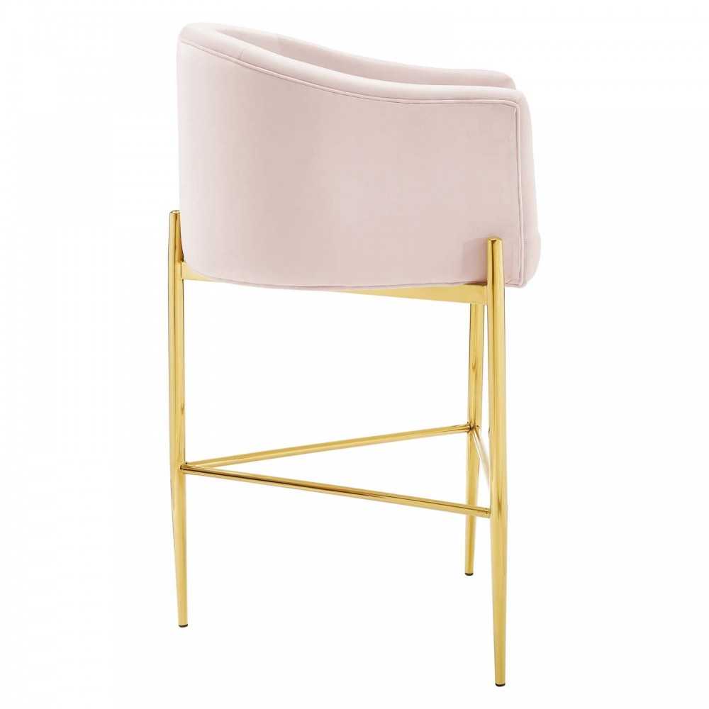 Savour Tufted Performance Velvet Bar Stool, Pink