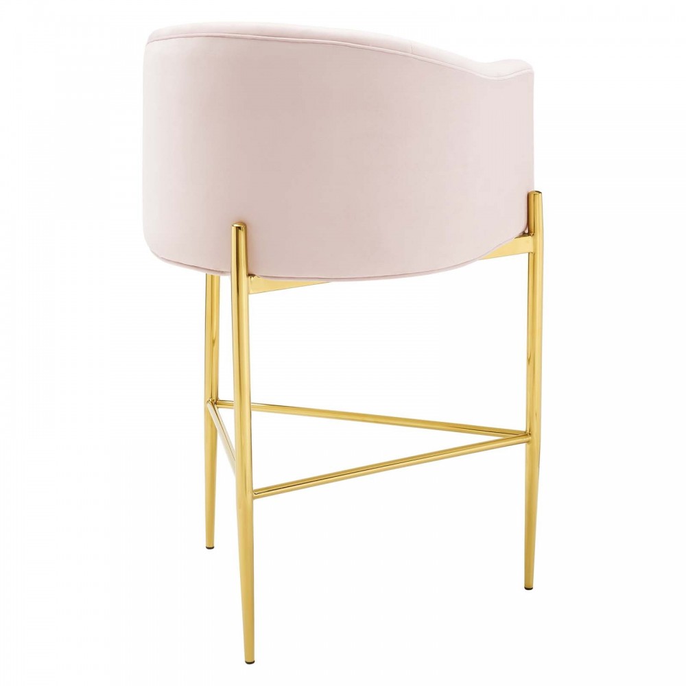 Savour Tufted Performance Velvet Bar Stool, Pink