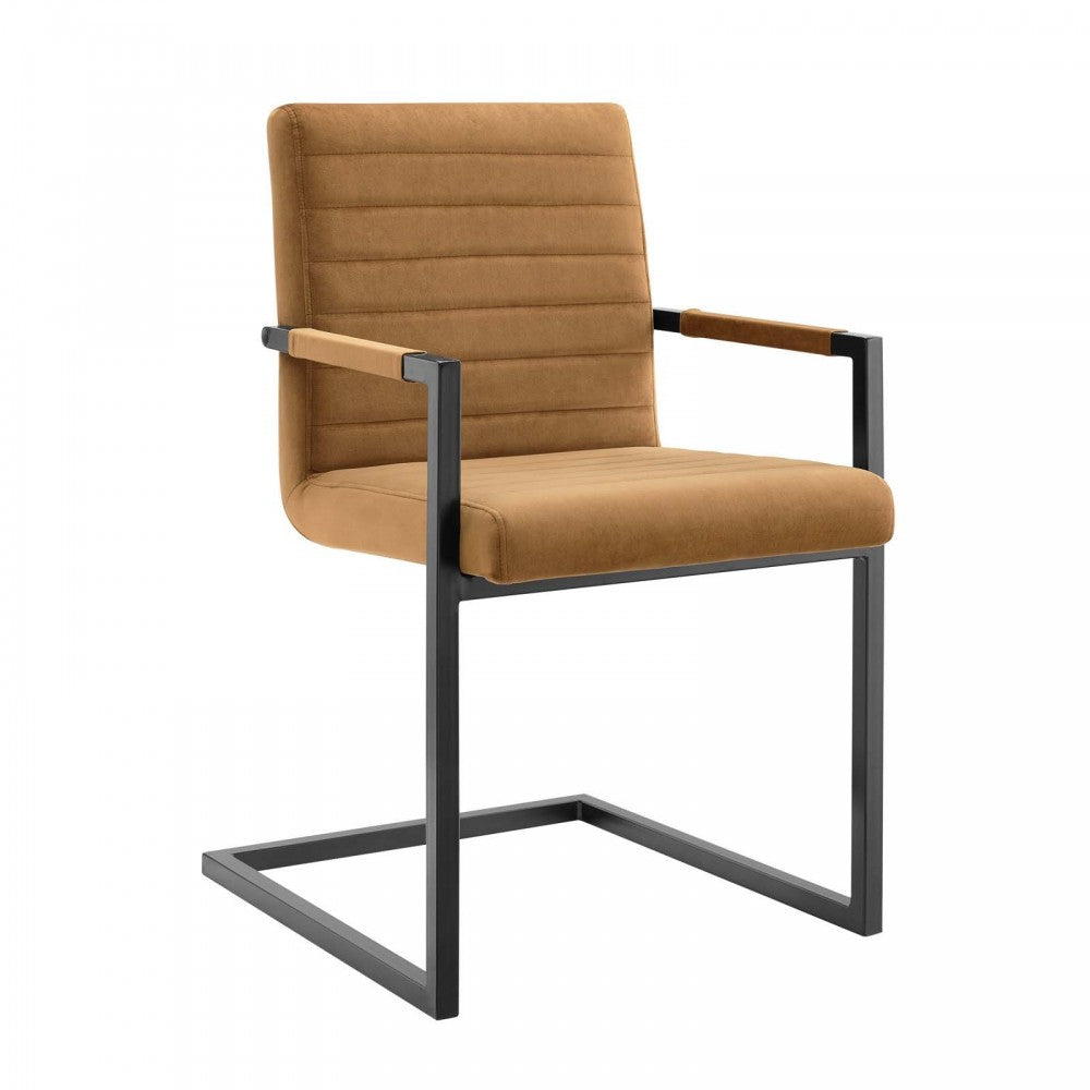 Savoy Performance Velvet Dining Chairs - Set of 2, Cognac