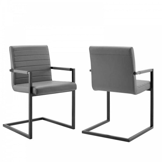 Savoy Vegan Leather Dining Chairs - Set of 2, Gray