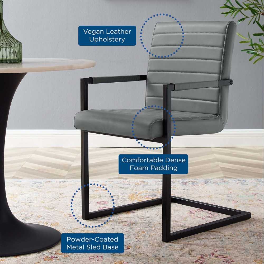 Savoy Vegan Leather Dining Chairs - Set of 2, Gray