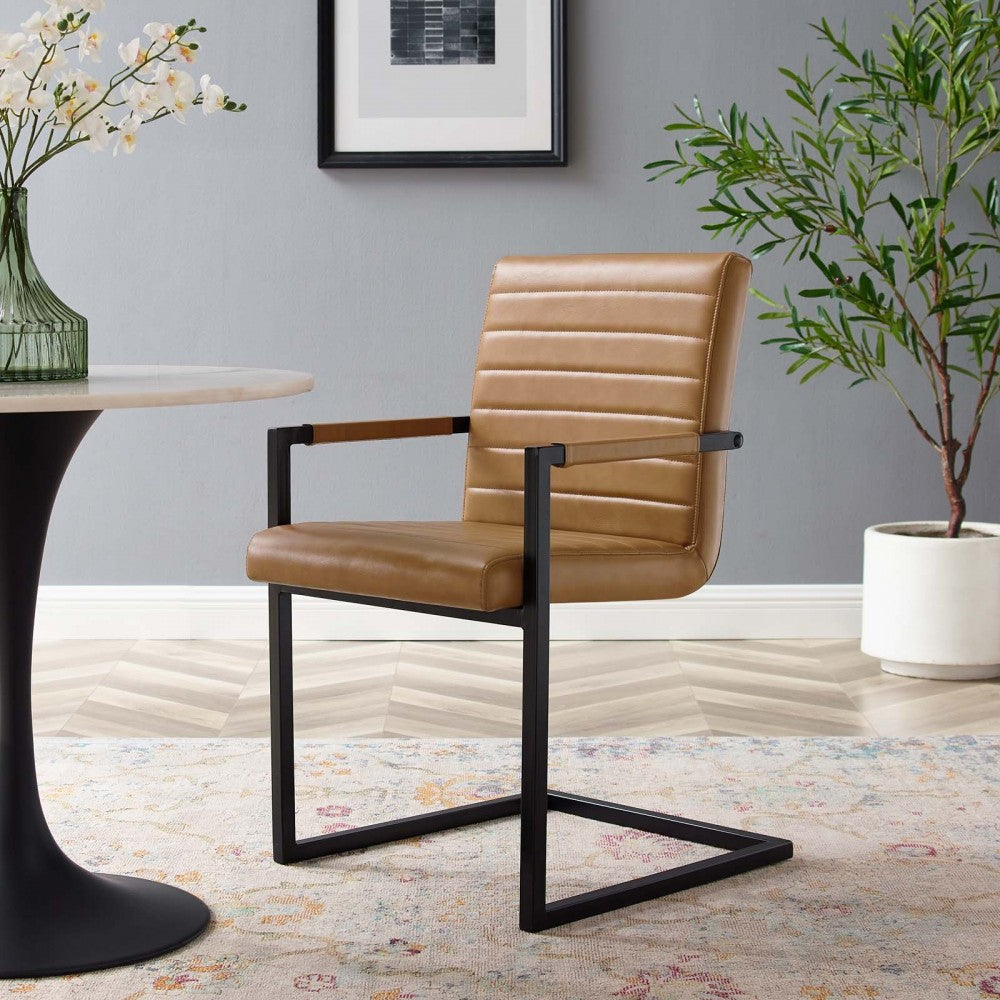 Savoy Vegan Leather Dining Chairs - Set of 2, Tan