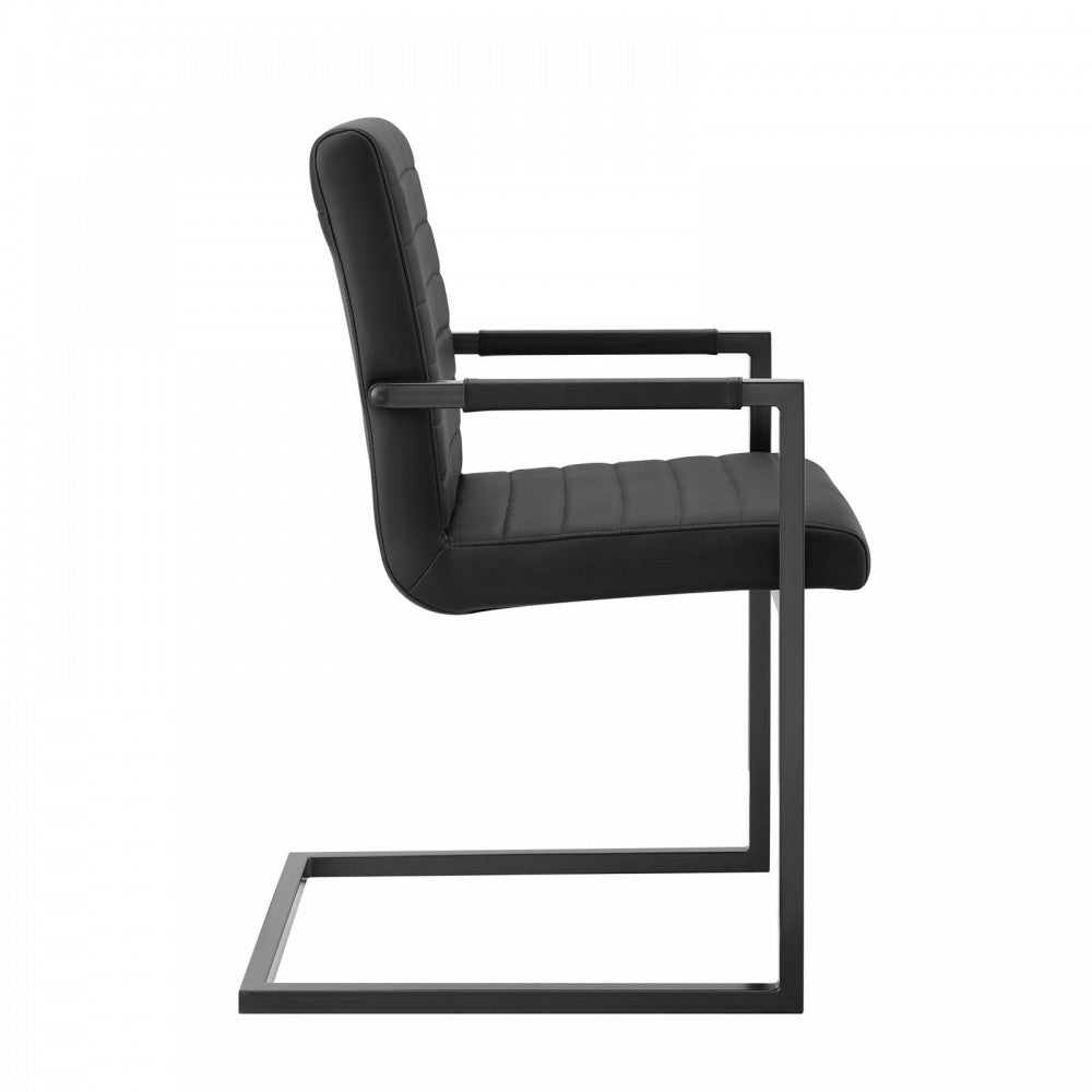 Savoy Vegan Leather Dining Chairs - Set of 2, Black