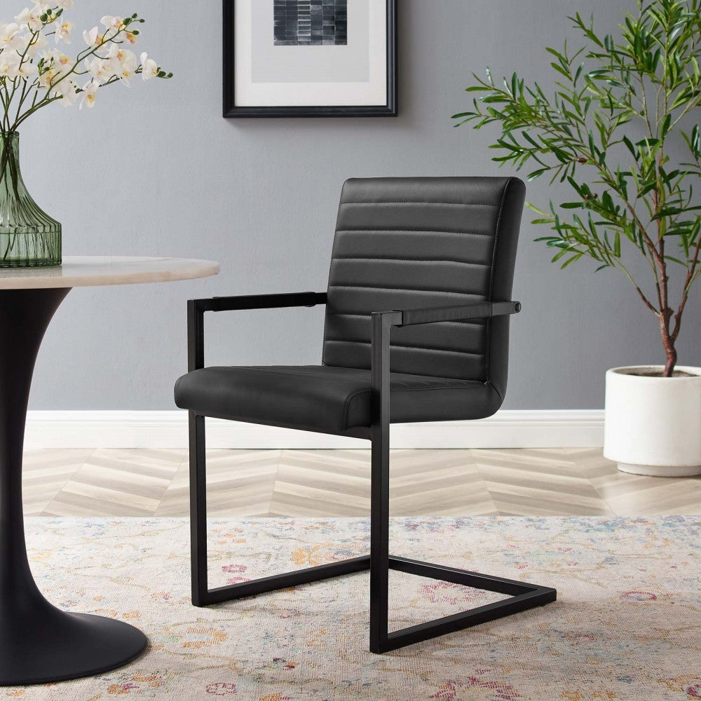 Savoy Vegan Leather Dining Chairs - Set of 2, Black
