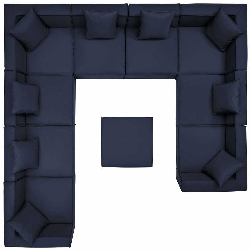 Saybrook Outdoor Patio Upholstered 10-Piece Sectional Sofa, Navy
