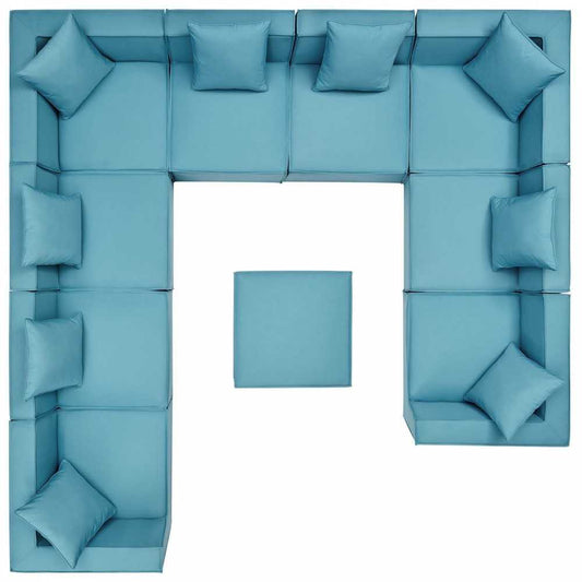 Saybrook Outdoor Patio Upholstered 10-Piece Sectional Sofa, Turquoise