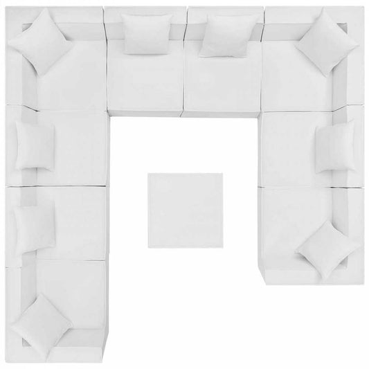 Saybrook Outdoor Patio Upholstered 10-Piece Sectional Sofa, White
