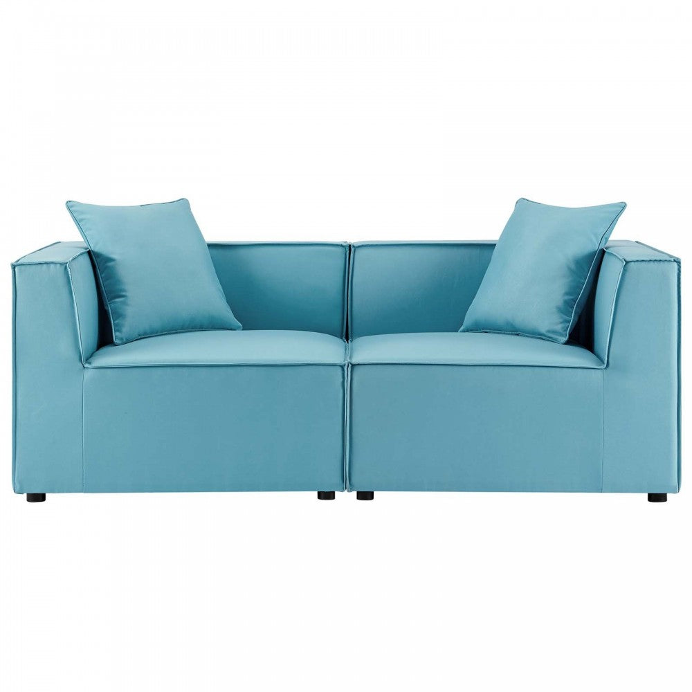 Saybrook Outdoor Patio Upholstered 2-Piece Sectional Sofa Loveseat, Turquoise