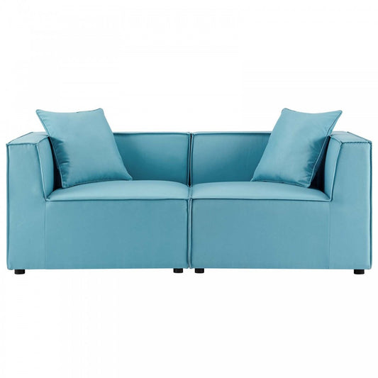 Saybrook Outdoor Patio Upholstered 2-Piece Sectional Sofa Loveseat, Turquoise