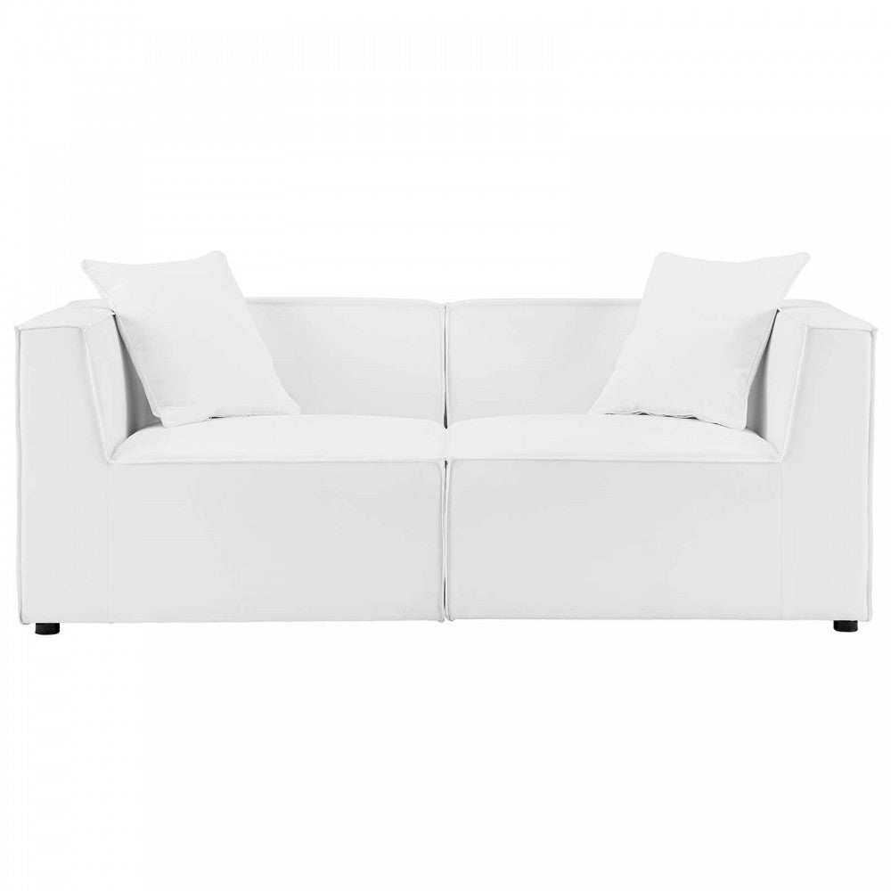 Saybrook Outdoor Patio Upholstered 2-Piece Sectional Sofa Loveseat, White