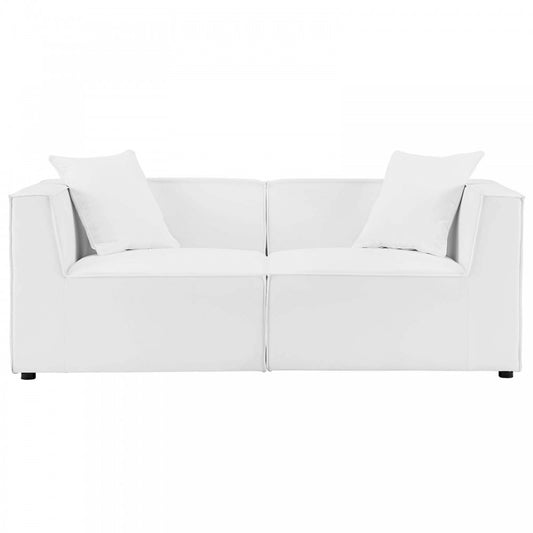 Saybrook Outdoor Patio Upholstered 2-Piece Sectional Sofa Loveseat, White
