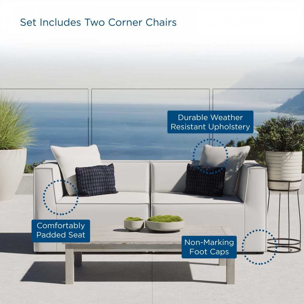 Saybrook Outdoor Patio Upholstered 2-Piece Sectional Sofa Loveseat, White