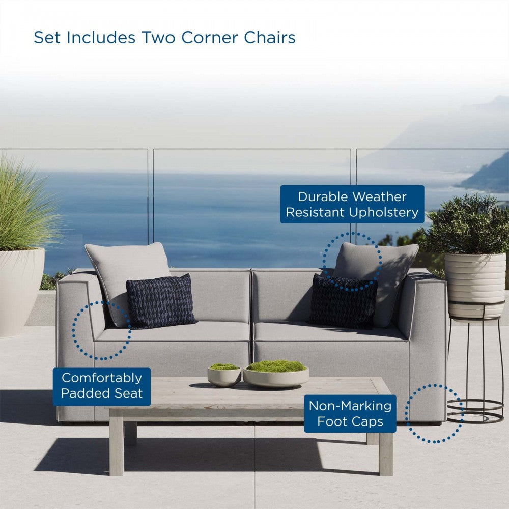Saybrook Outdoor Patio Upholstered 2-Piece Sectional Sofa Loveseat, Gray
