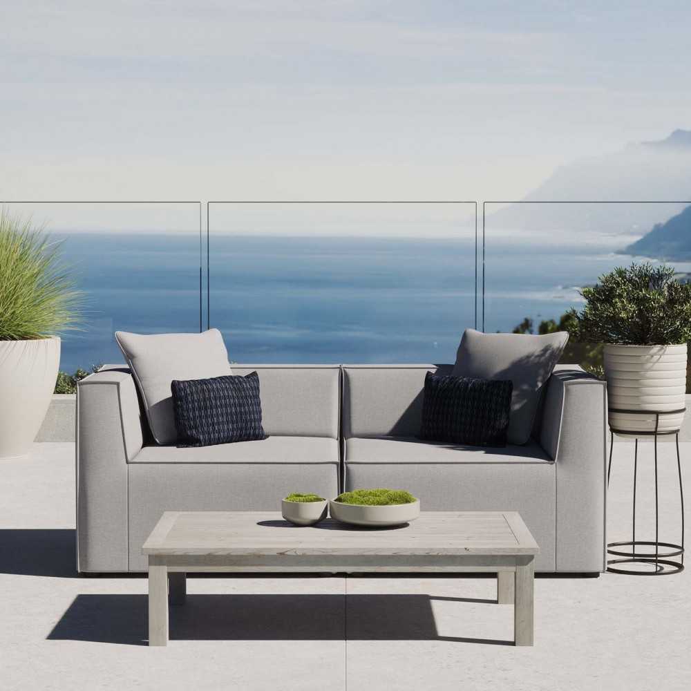 Saybrook Outdoor Patio Upholstered 2-Piece Sectional Sofa Loveseat, Gray