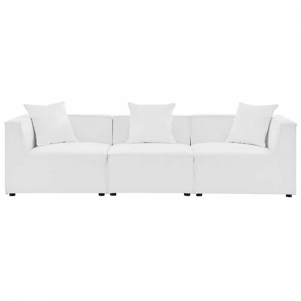 Saybrook Outdoor Patio Upholstered 3-Piece Sectional Sofa, White