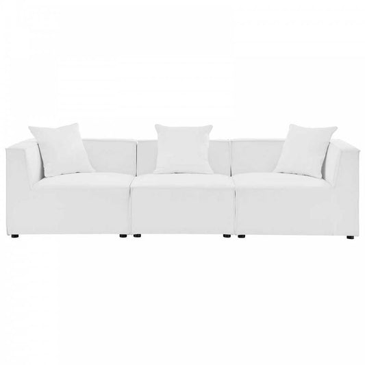 Saybrook Outdoor Patio Upholstered 3-Piece Sectional Sofa, White