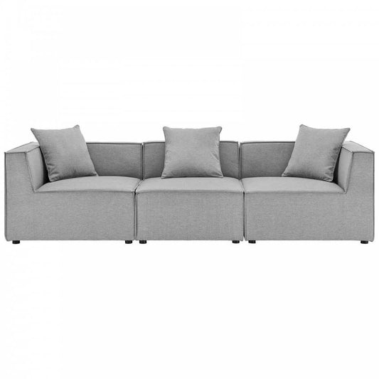 Saybrook Outdoor Patio Upholstered 3-Piece Sectional Sofa, Gray