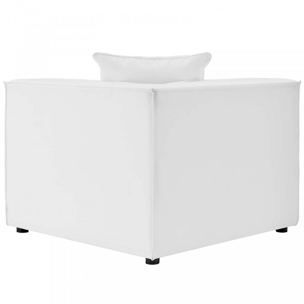 Saybrook Outdoor Patio Upholstered 4-Piece Sectional Sofa, White, EEI-4381-WHI