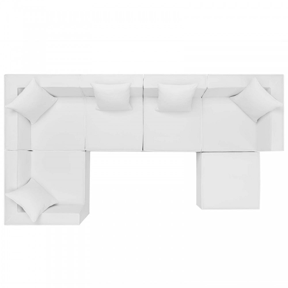 Saybrook Outdoor Patio Upholstered 6-Piece Sectional Sofa, White, EEI-4386-WHI