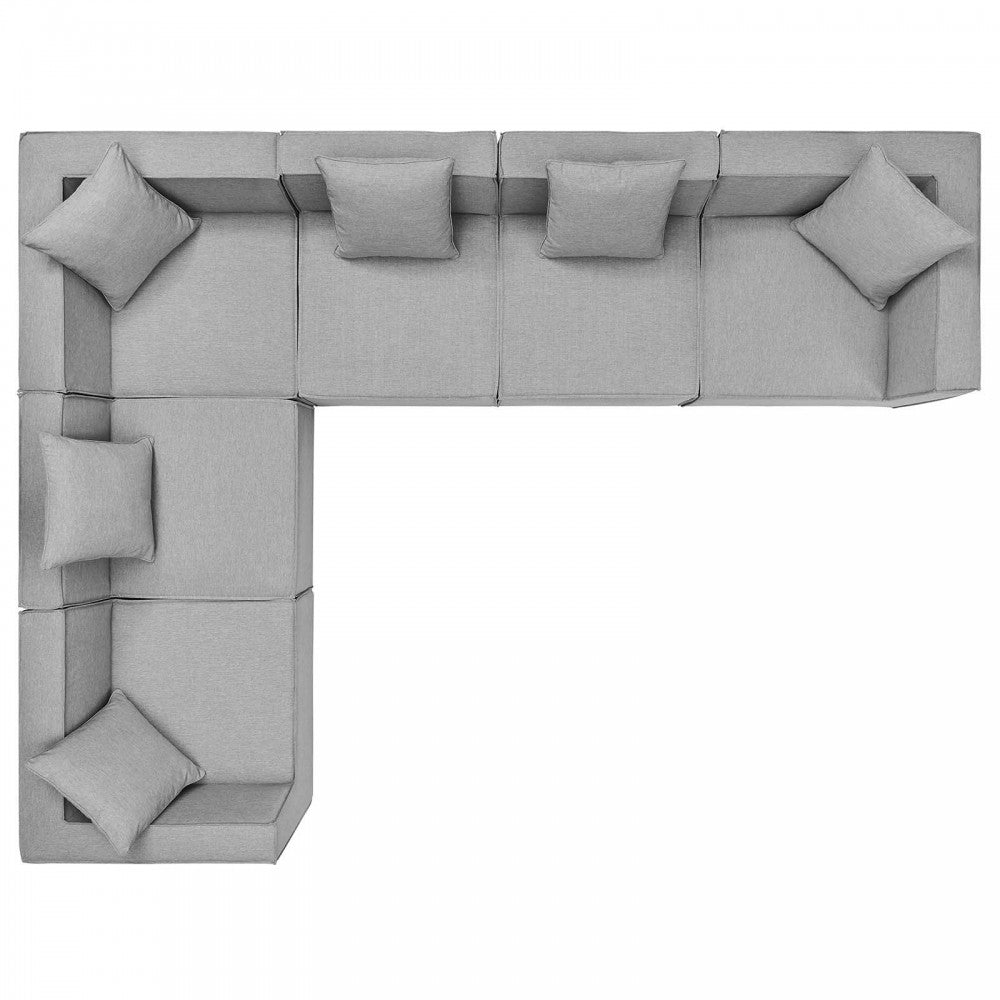 Saybrook Outdoor Patio Upholstered 6-Piece Sectional Sofa, Gray, EEI-4385-GRY