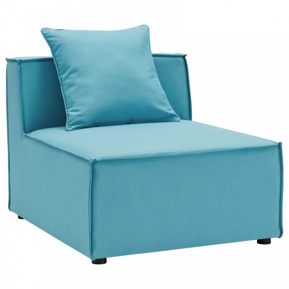 Saybrook Outdoor Patio Upholstered 6-Piece Sectional Sofa, Turquoise, EEI-4385-TUR