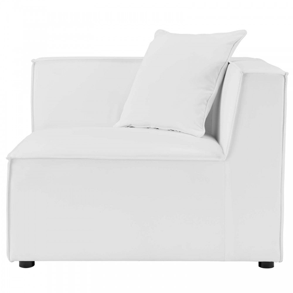 Saybrook Outdoor Patio Upholstered 6-Piece Sectional Sofa, White, EEI-4385-WHI