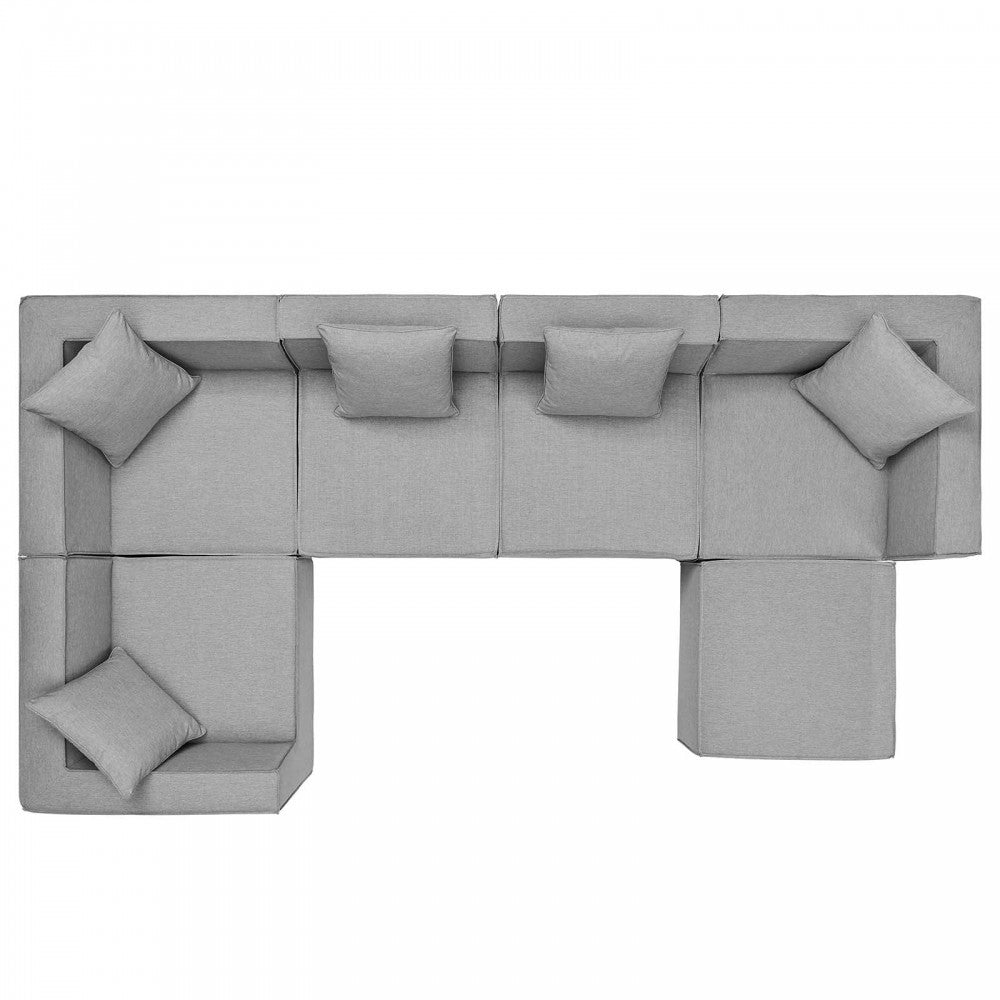 Saybrook Outdoor Patio Upholstered 6-Piece Sectional Sofa, Gray, EEI-4386-GRY