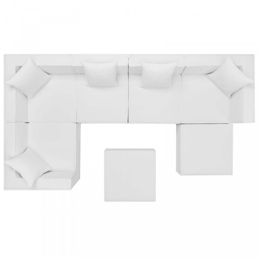 Saybrook Outdoor Patio Upholstered 7-Piece Sectional Sofa, White