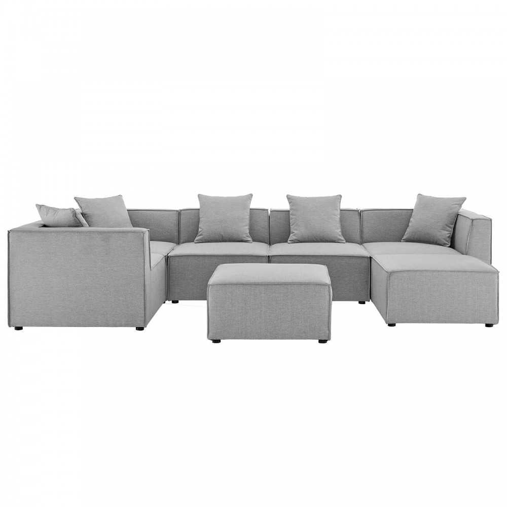 Saybrook Outdoor Patio Upholstered 7-Piece Sectional Sofa, Gray
